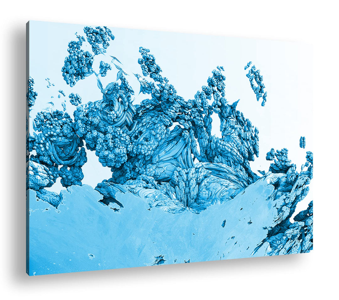 deyoli kunterbuntes Fraktal Format 80x60 Effekt: Monocrome Blau als Leinwandbild, Motiv fertig gerah