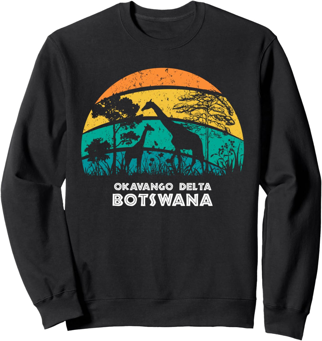 Vintage Retro Okavango Delta, Botswana Afrika Safari Girrafe Sweatshirt