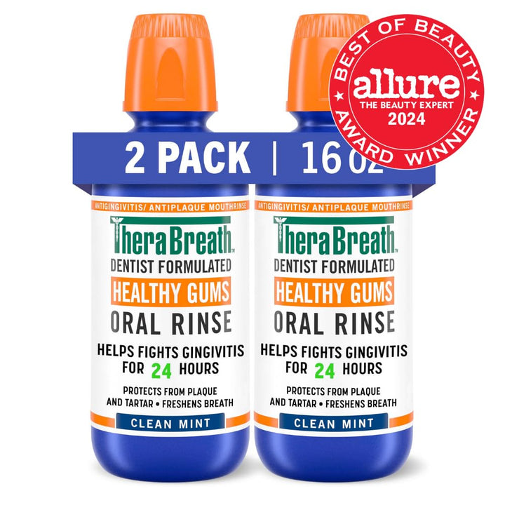 TheraBreath 24 Hour Healthy Gums Periodontist Formulated Oral Rinse, 16 Ounce (Pack of 2)