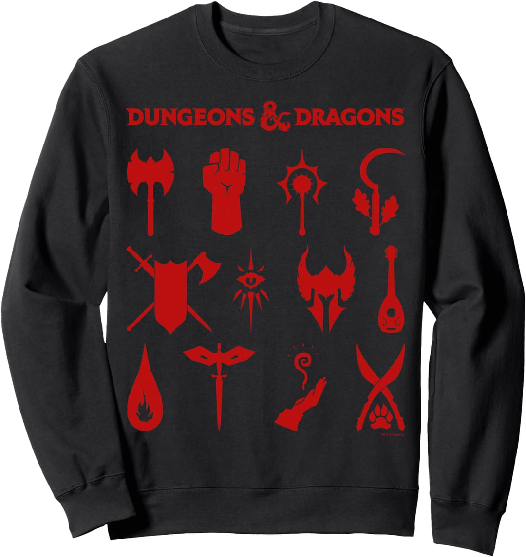 Dungeons &amp; Dragons Classes Icons Red Sweatshirt