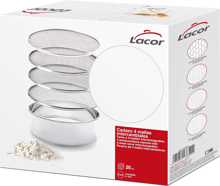 LACOR 4 AUSTAUSCHBARE MASCHE-SIEB. 20 cm, Edelstahl,