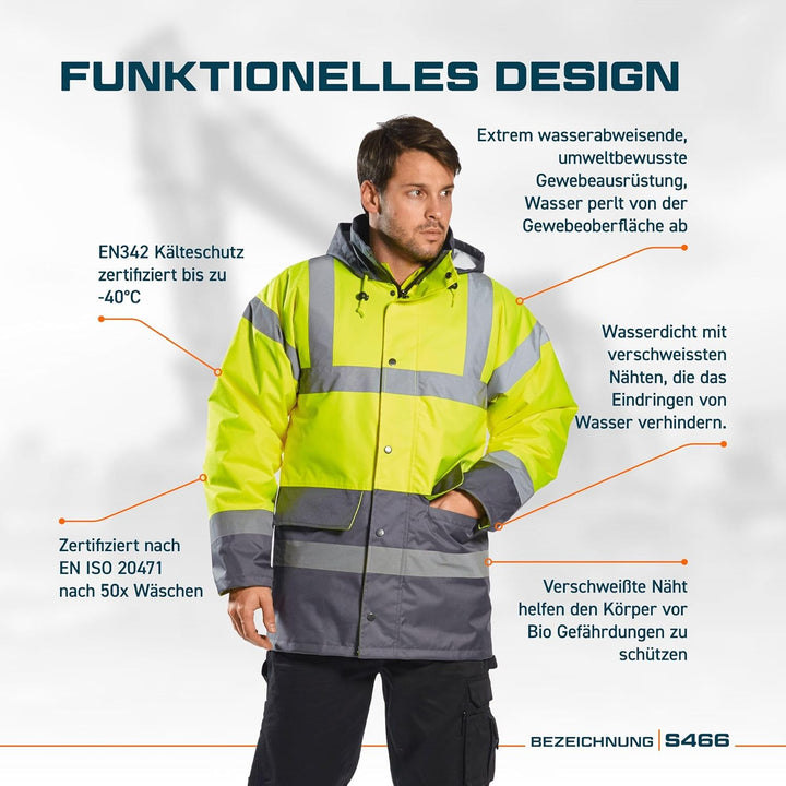 Portwest Warnschutz Kontrast Traffic-Jacke, Grösse: XXXL, Farbe: Gelb/Royal, S466YRBXXXL Gelb/Königs