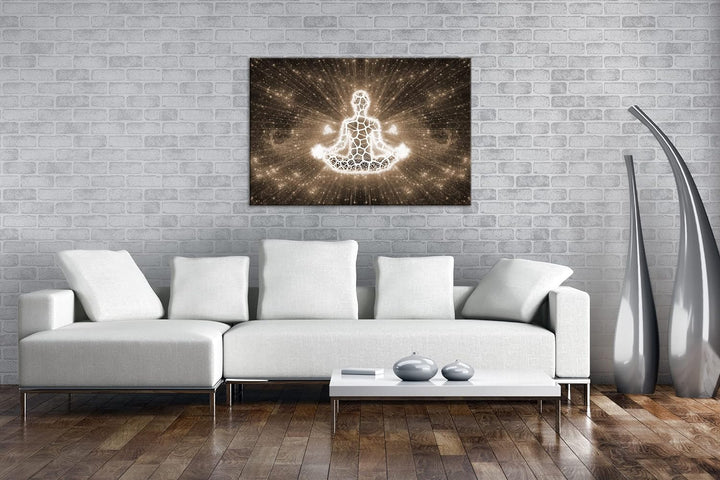 deyoli Yoga Meditation Format: 120x80 Effekt: Sepia als Leinwandbild, Motiv fertig gerahmt auf Echth