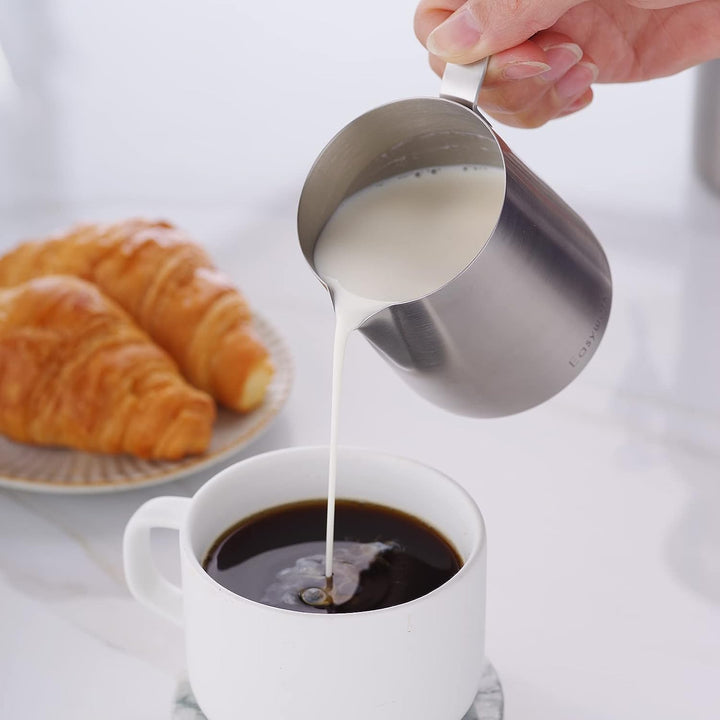 Easyworkz Edelstahl 304 Milchkännchen und Zuckerdose mit Löffel Kaffee Servierset gebürstet Silber G