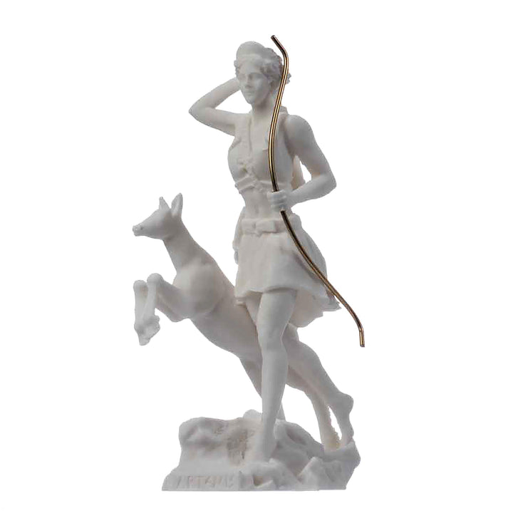 Göttin Artemis Diana Griechische Statue Natur Mond Alabaster 17 cm
