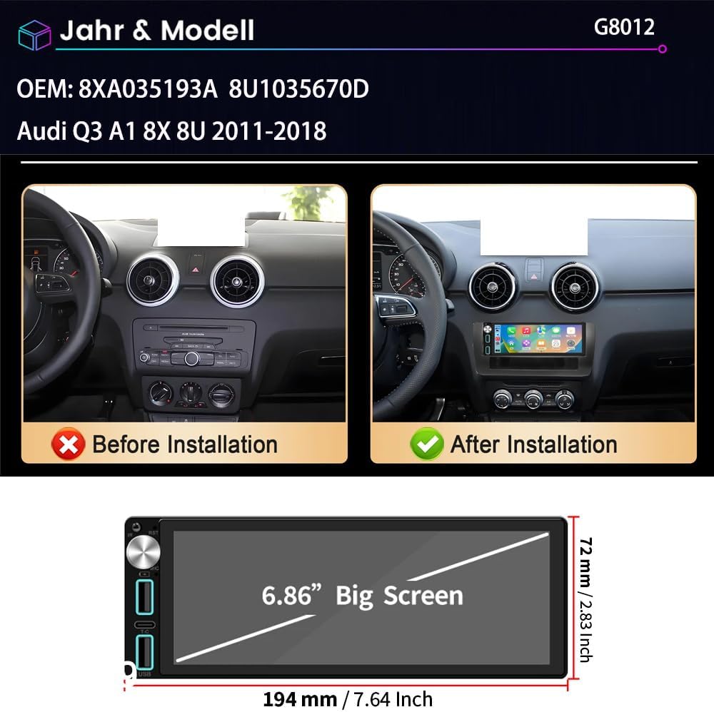 Android Autoradio Mit GPS Navigation HD Bildschirm Touch Display mit Carplay Canbus Auto Radio Ersat