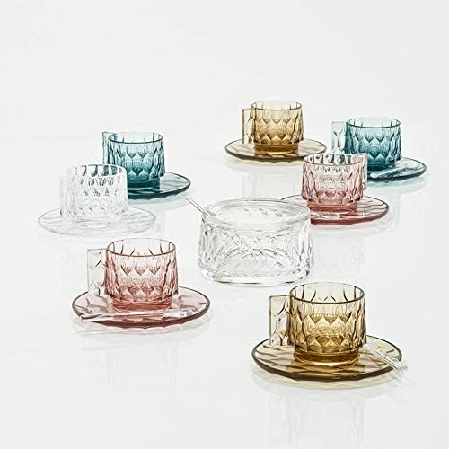 Kartell Jellies Family Tasse und Unterteller, Thermoplastisches Technopolymer, Rosa, 12 x 10 cm Kaff