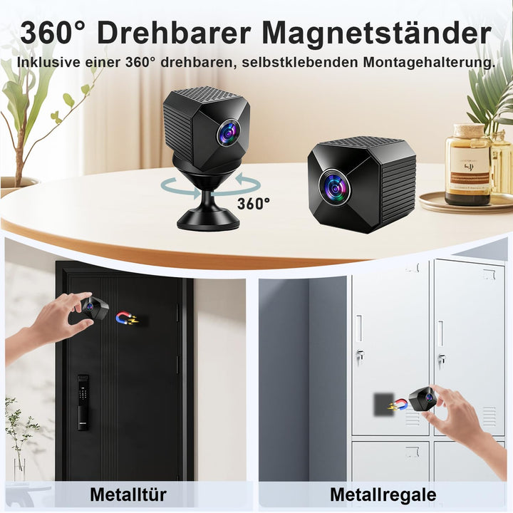 Mini Kamera 4K HD WLAN Kamera - Live Übertragung Handy APP Für WiFi Camera Indoor mit Akku Sicherhei