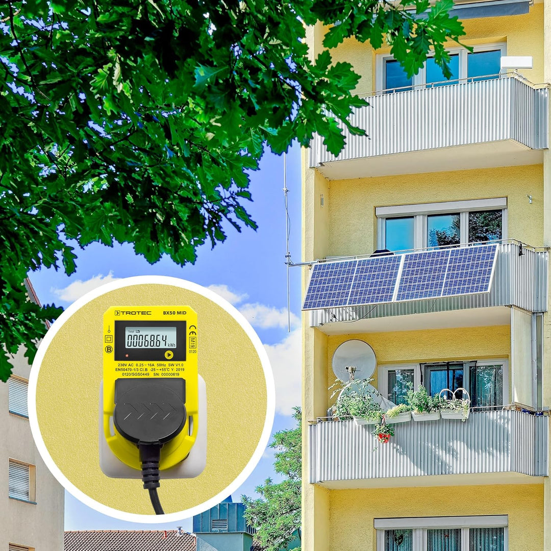 TROTEC Stromzähler für Steckdose BX50 MID – Messgerät Stromverbrauch – Messbereich 57,5 bis 3.680 W,