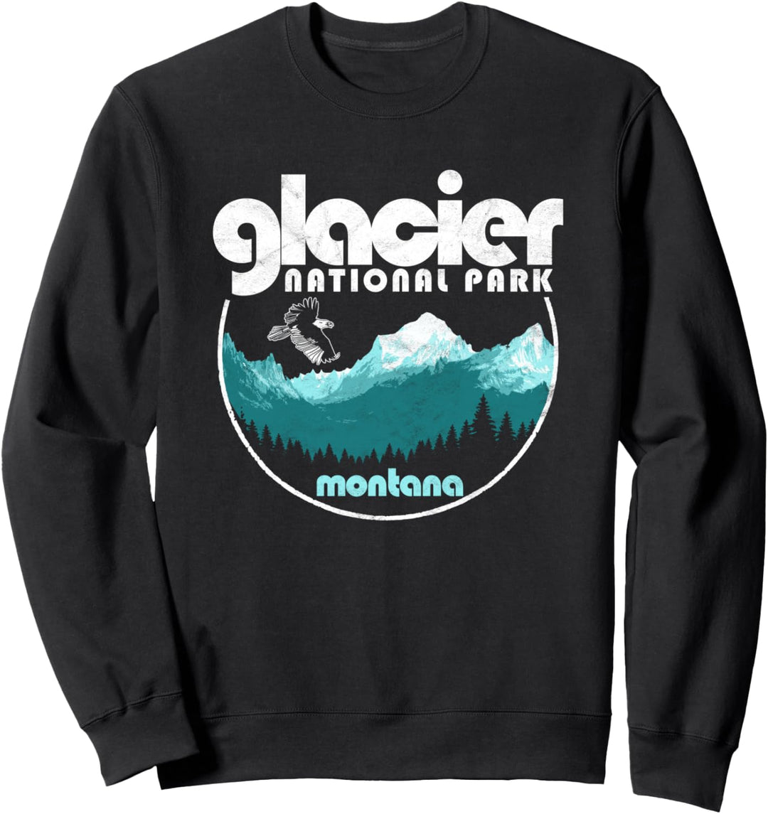 Glacier National Park Montana Retro Style Mountains Sweatshirt