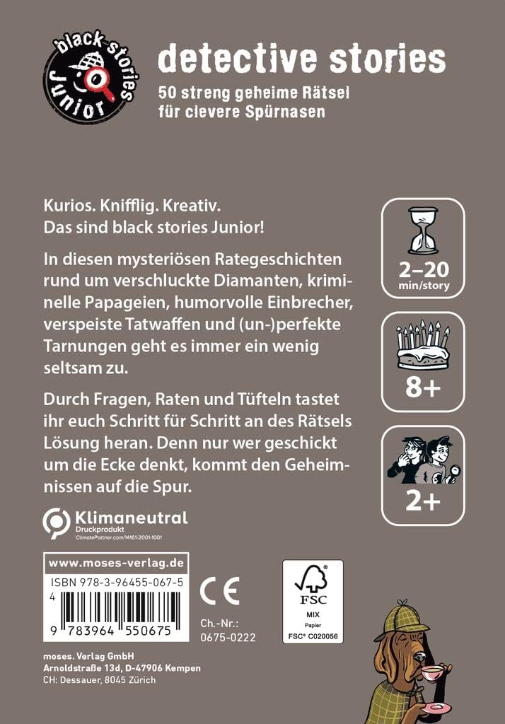 Moses. 100675 black stories junior, detective stories, 50 streng geheime Rätsel für clevere Spürnase