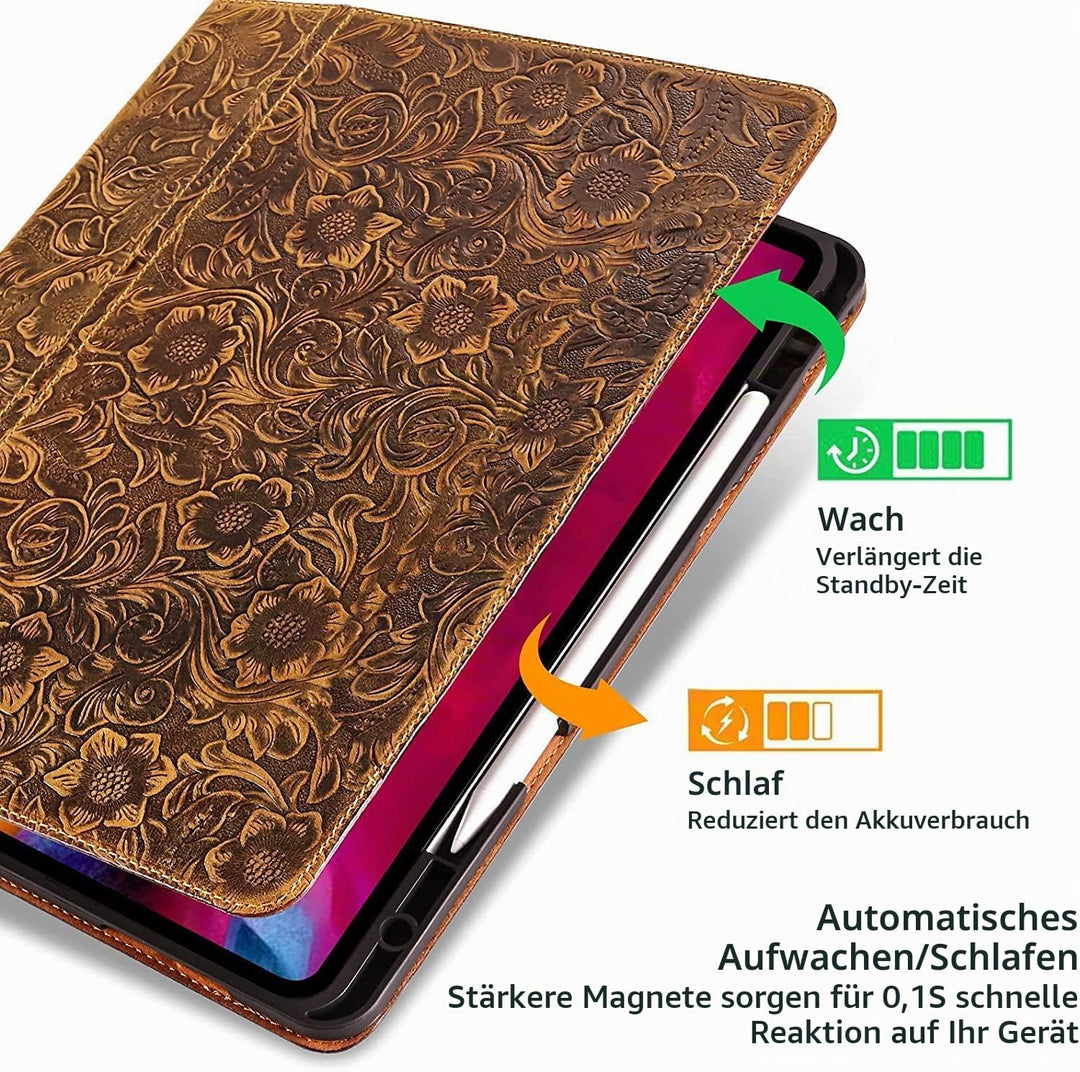 Gexmil Hülle für iPad Pro 12,9 Zoll 6./5./4./3. Generation 2022/2021/2020/2018 Echt Leder Hülle mit