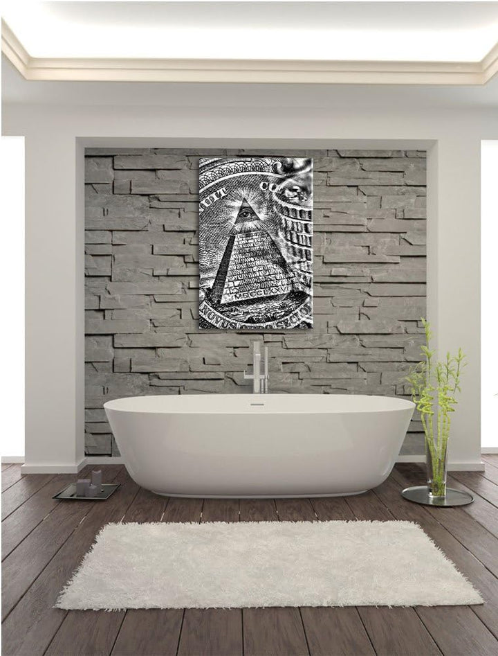 Monocrome, Illuminati Pyramide, Black and White, Format: 100x70 auf Leinwand, 100x70