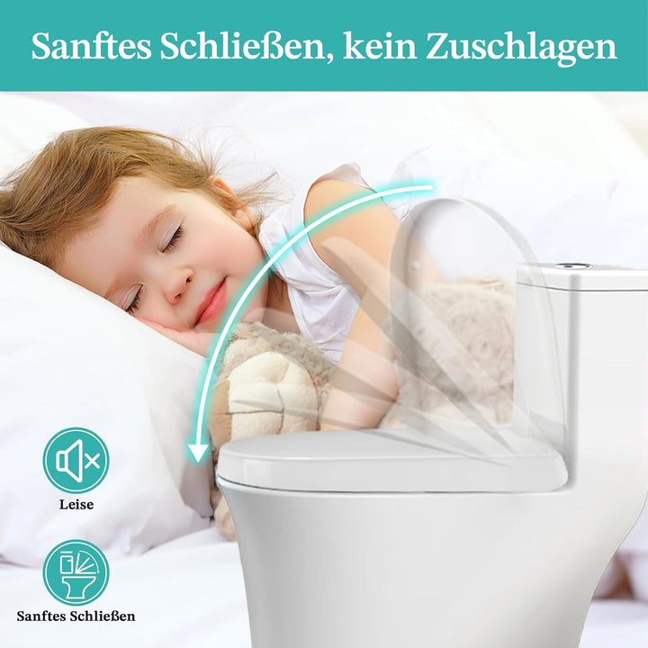 Toilettendeckel mit Absenkautomatik,WC Sitz mit Absenkautomatik,Quick-Release Funktion für einfach R