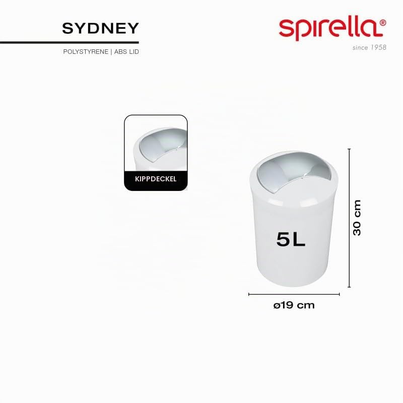 Spirella Design Kosmetikeimer 10.14388 "Sydney Bad Treteimer Schwingdeckeleimer Abfallbehälter mit S