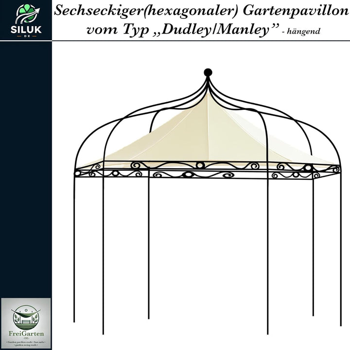 Ersatzdach für Pavillon Modena 6-eck 320cm Wasserdicht Material: Panama PCV Soft 370g/m² extra stark