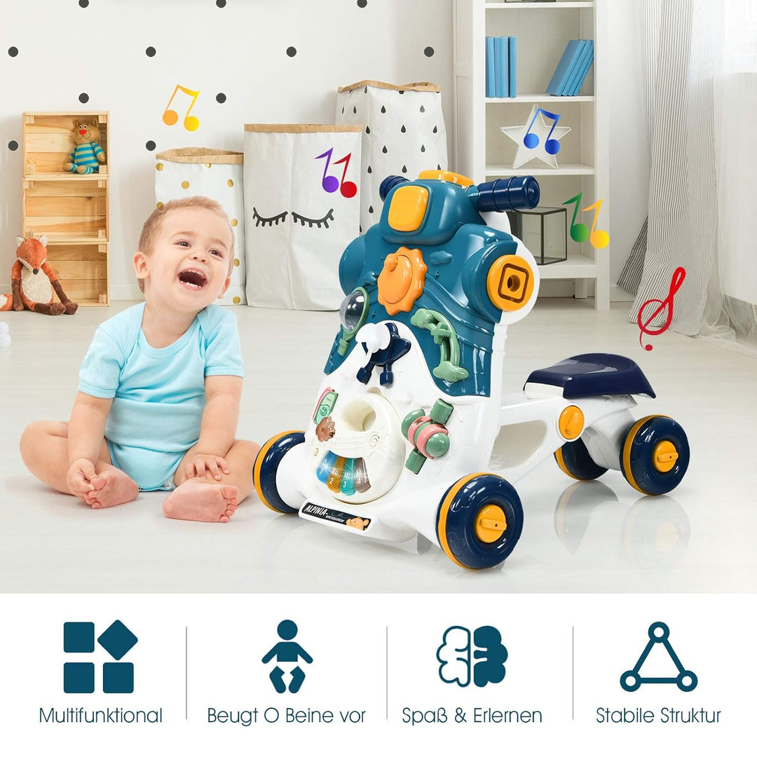 GOPLUS 3-in-1 Lauflernwagen, als Spielzentrum Lauflernhilfe Rutschauto, Abnehmbares Spielbrett, mit