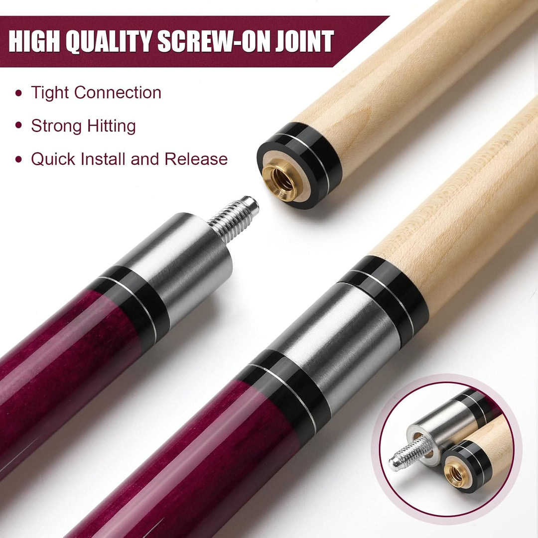 Billard Queue, 58'' 20oz Pool Queue mit PU Leather Tasche, Kanadischer Ahorn Pool Cue 13mm Spitzen f