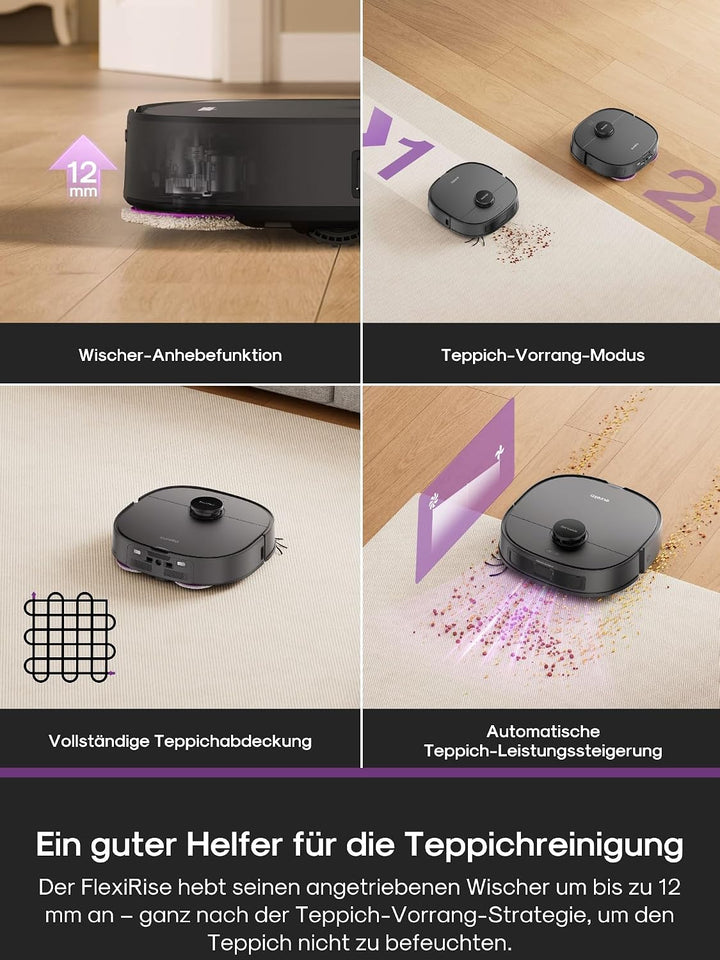 EUREKA Saugroboter mit Wischfunktion, 22.000 Pa Saugkraft, All-in-One Station mit 55°C Heissluft-Tro