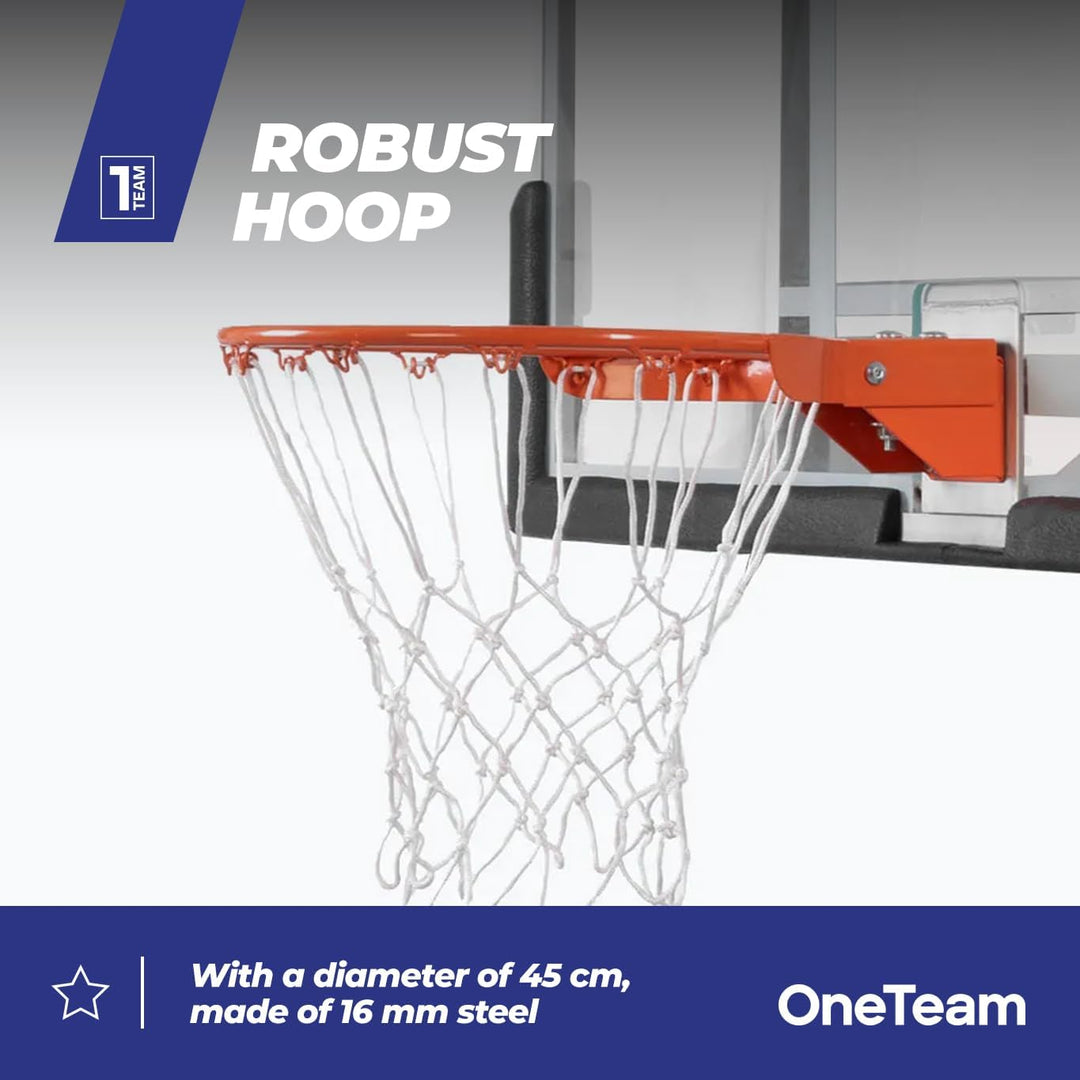 OneTeam Basketball Backboard Grösse 180 x 105 cm Farbe Schwarz Höhenverstellbares Backboard mit Nylo
