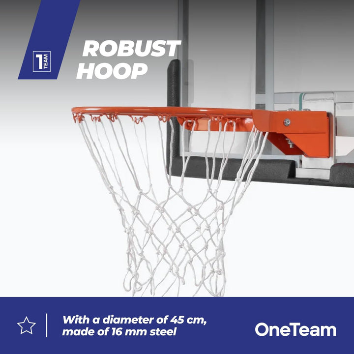 OneTeam Basketball Backboard Grösse 180 x 105 cm Farbe Schwarz Höhenverstellbares Backboard mit Nylo