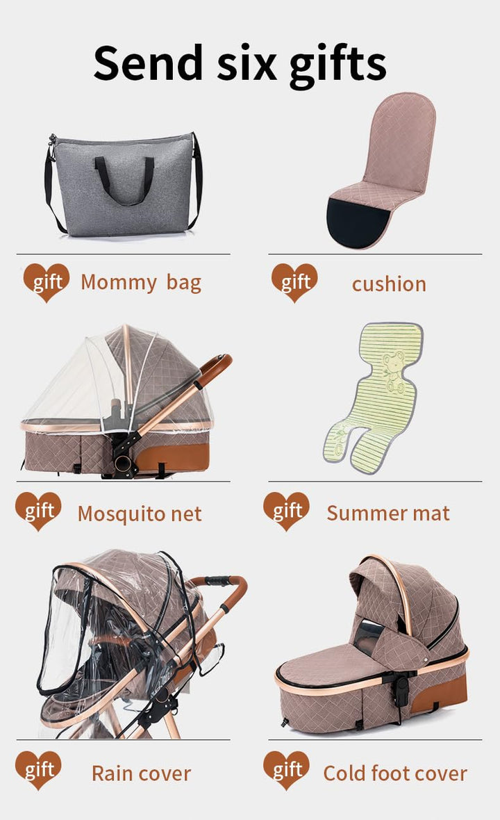 YAZOCO kinderwagen 3 in 1,Kombikinderwagen reisesysteme mit tragbar Wickeltasche Moskitonetz Regensc