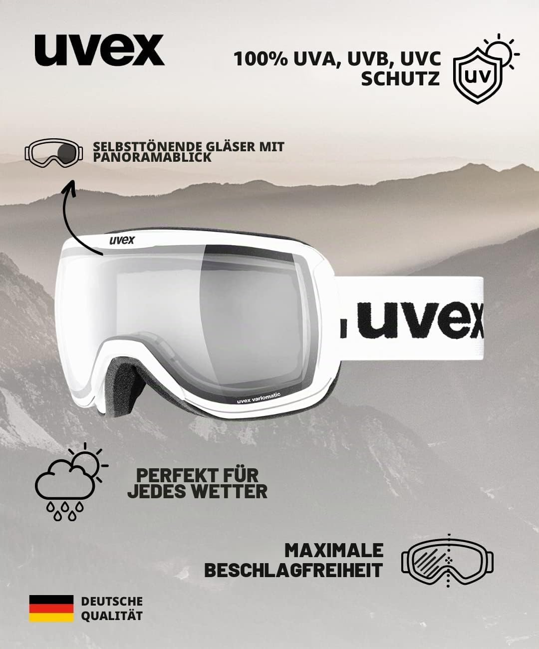 uvex Unisex Downhill 2100 Vp X Skibrille (1er Pack) Einheitsgrösse white/vario-pola, Einheitsgrösse
