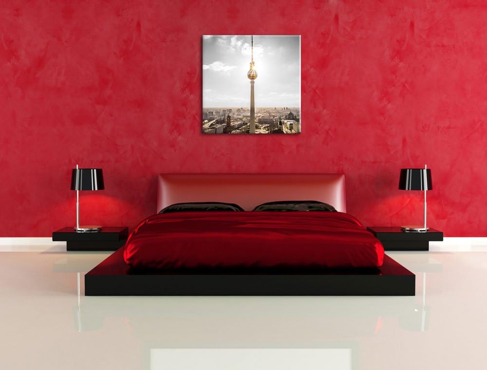Pixxprint Berliner Fernsehturm als Leinwandbild/Grösse: 70x70 cm/Wandbild/Kunstdruck/fertig bespannt