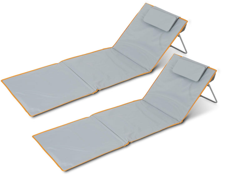 Stagecaptain Beachmatte “Layla” 2X Set - Gepolsterte Strandmatten mit Kopfkissen - Verstellbare Rück
