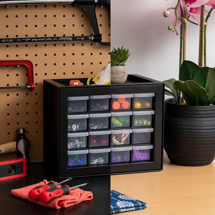 IRIS USA Schrauben-Organizer, Hardware-Aufbewahrung, Organizer, 16 Schubladen-Schrank, Kunststoff-Sc
