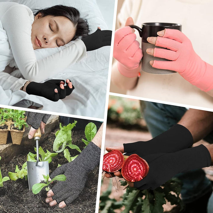 2 Paar Arthritis Kompressionshandschuhe für Damen und Herren, Karpaltunnelschmerzlinderung, fingerlo