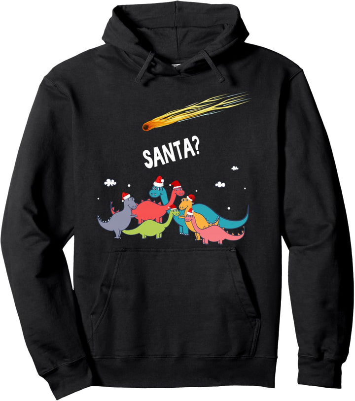 Dinosaur Ugly Christmas Sweater Merry Extinction Santa Hat Pullover Hoodie