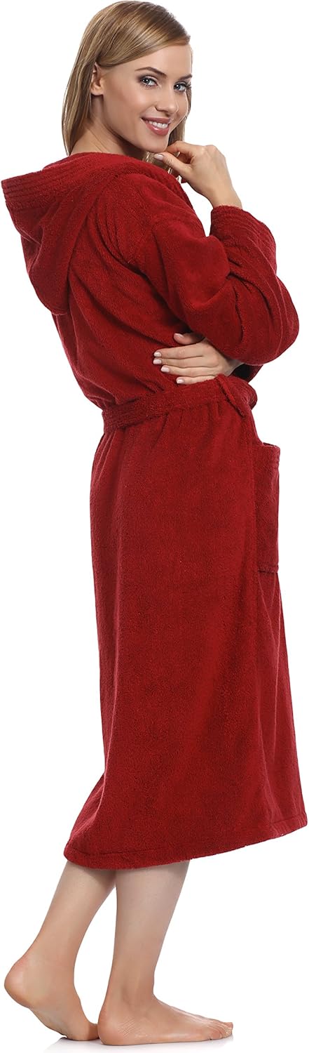 Ladeheid Damen Frottee Bademantel aus 100% Baumwolle LA40-102 S Weinrot (D13) (Gramatur 450), S Wein