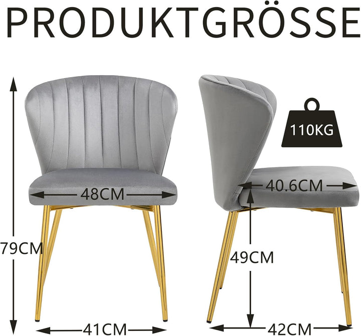 Sepnine® Esszimmerstühle Samt 4er Set, Moderner Küchenstuhl, Polsterstuhl Esszimmer, Ergonomischer E