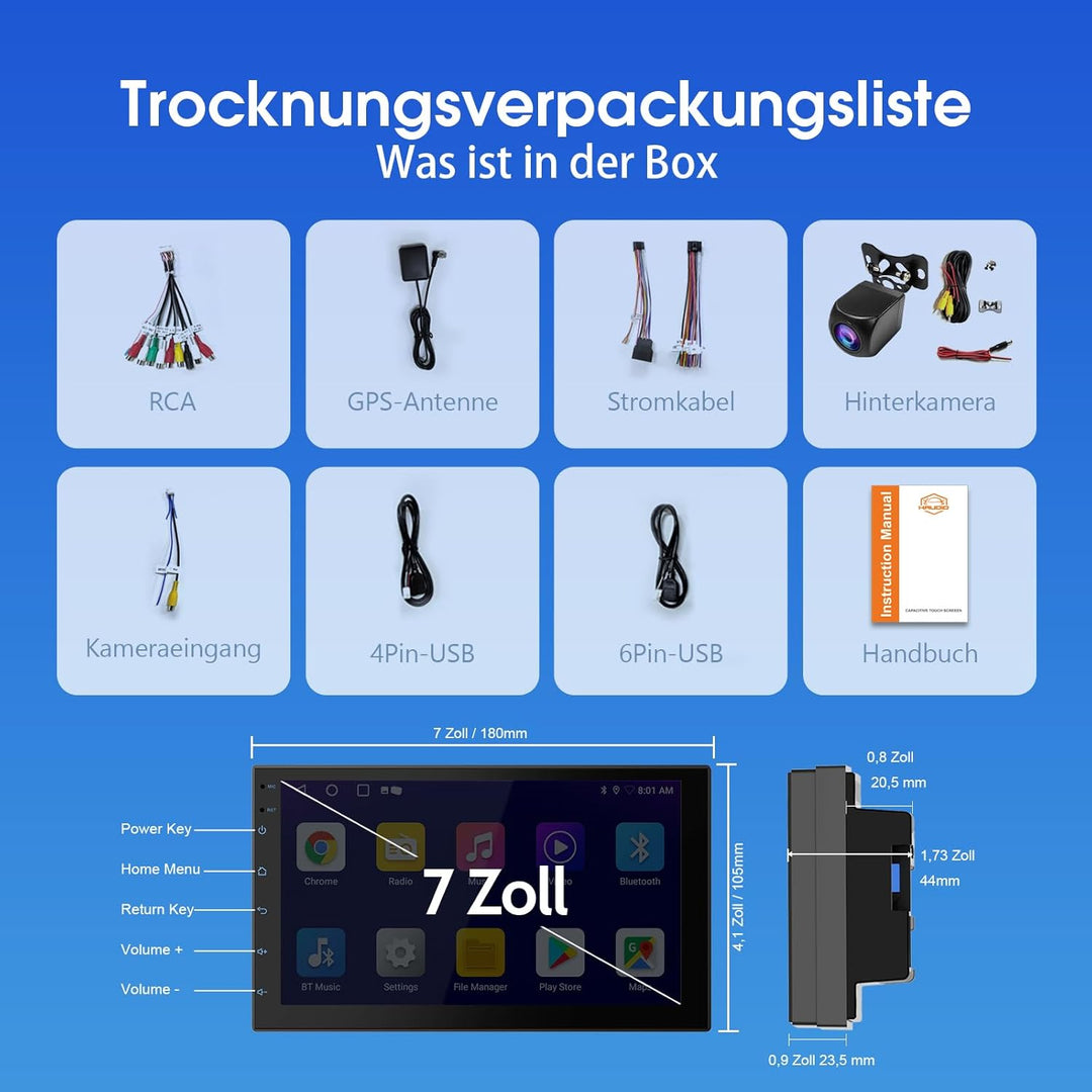 Haudio 2 Din Autoradio mit Wireless CarPlay &amp; Android Auto, 7 Zoll IPS Bildschirm, Mirror Link, GPS,