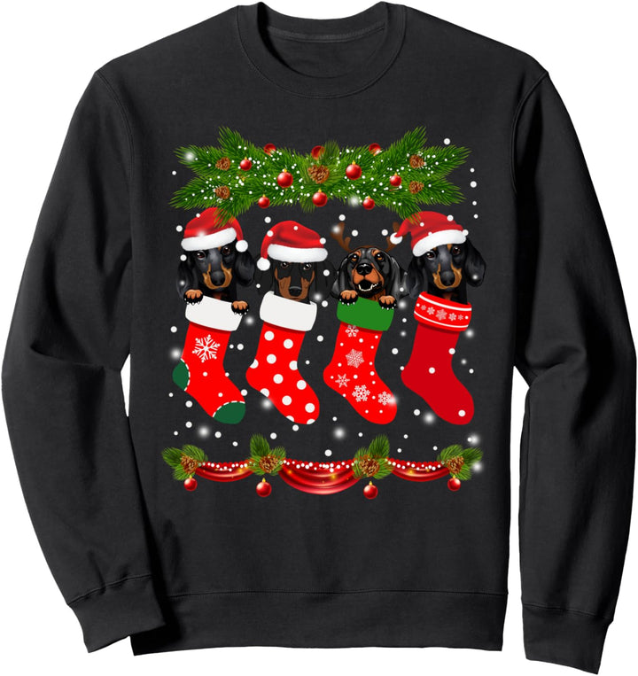 Lustiger Dackel in Socken, Weihnachtspullover Sweatshirt