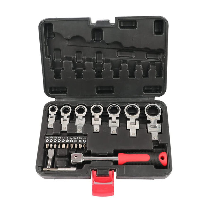 20 Stück Flexkopf-Ratschenschlüssel-Set, 8 mm - 19 mm Wechselbarer Torx-Schraubenschlüssel-Set mit K
