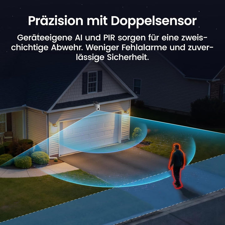 aosu 4K 8MP Überwachungskamera Aussen Solar Akku UHD mit Licht 360° PTZ Kein ABO Nötig WLAN Kamera Ü
