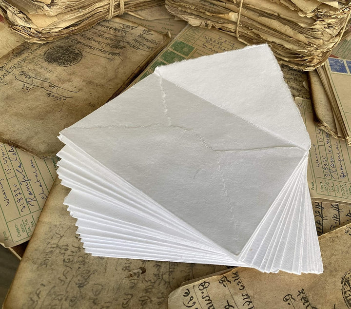 Wanderings Weisse Papierumschläge - Handgemachte Umschläge Mit Rauer Kante - 25 Stück - Für Grusskar