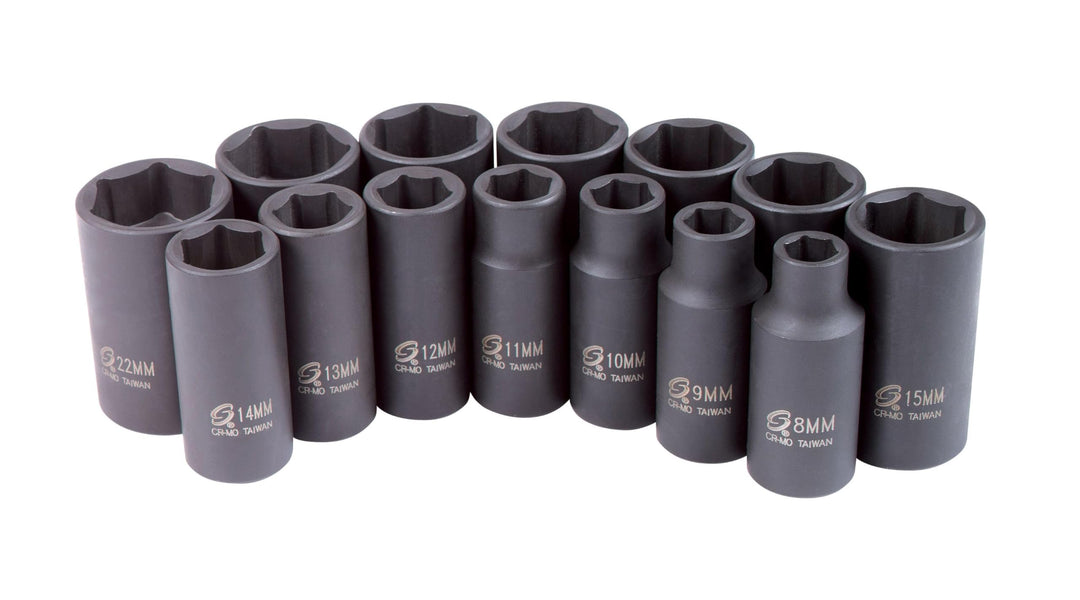 Sunex 3328 Sunex 3328 3/8-Antrieb Metrisches mid-depth Impact Socket Set, 14 teilig