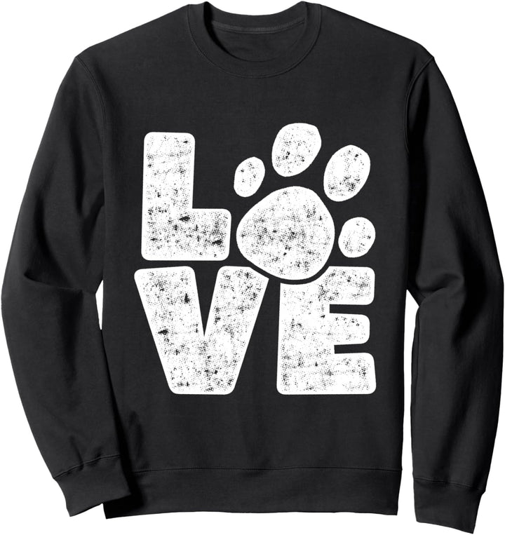 Dog Lover Love Pawprint Cute Retro Distressed Wonen Girls Sweatshirt