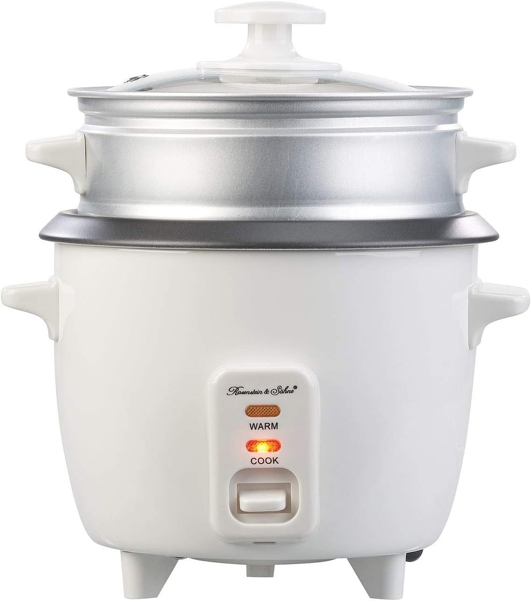 Rosenstein & Söhne Küchengeräte: Mini-Reiskocher mit Dampfgar-Einsatz & Warmhaltefunktion, 0,5 l, 35