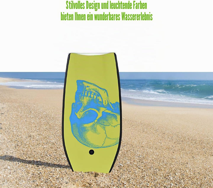 HOMASIS Surfbrett L, Bodyboard aus XPE und HDPE mit Handschlaufe, Halbmond Surfbrett, geeignet ab 14