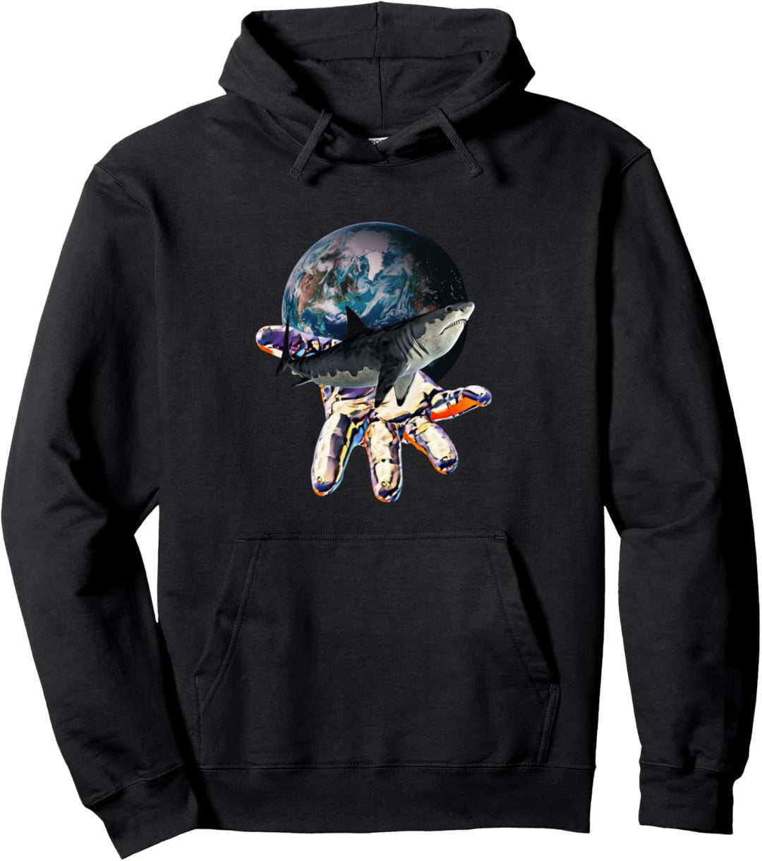 Weisser Hai Motiv Haie Raubfisch Zähne Rückenflosse Hai Pullover Hoodie