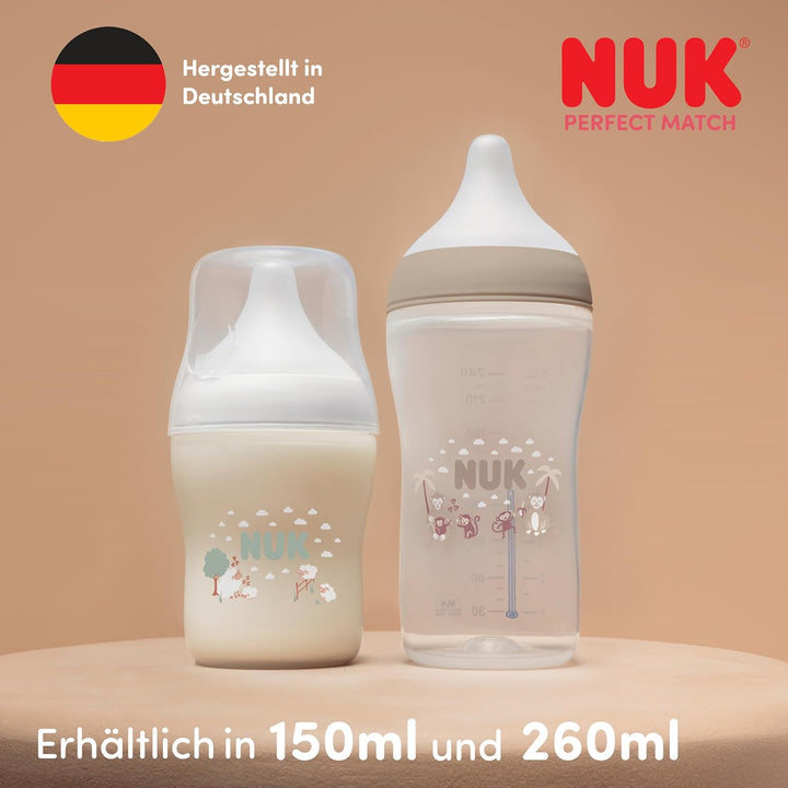 NUK Perfect Match Babyflaschenset | Ab 3 Monate | Passt sich dem Baby an |Temperature Control | Anti