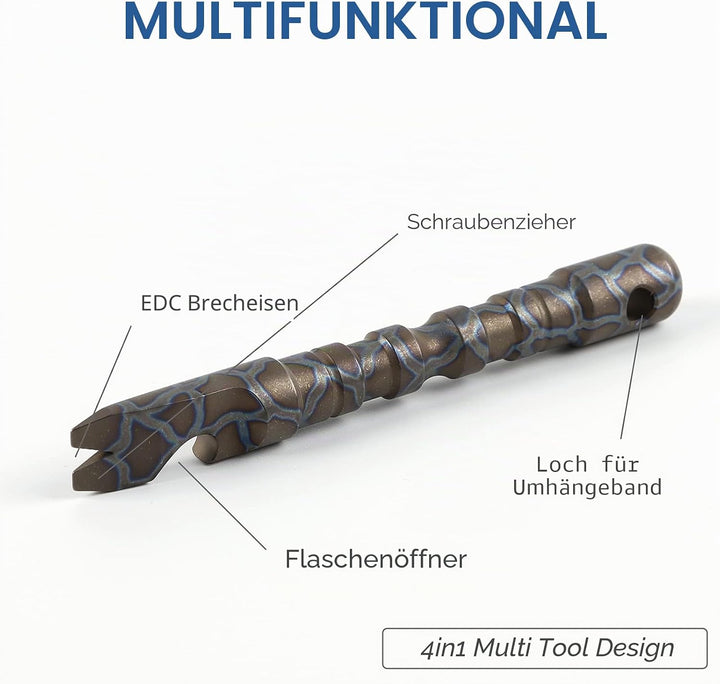 Hamans EDC Stemmeisen aus Titanlegierung, mit Flaschenöffner, Schraubendreher-Funktion, Multiwerkzeu