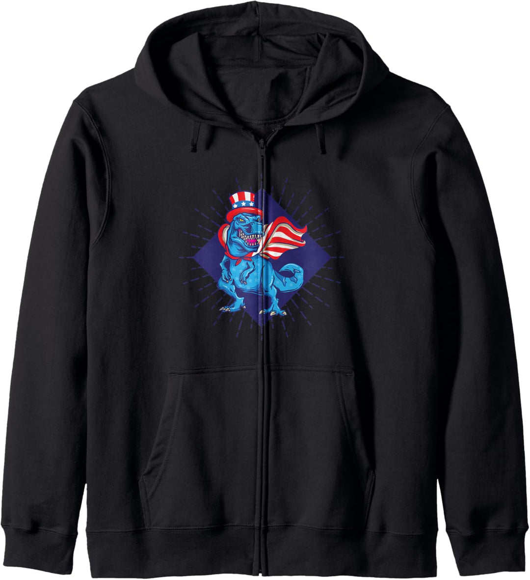 Independence Day 4th July American Red Stripes Cape T-Rex Kapuzenjacke