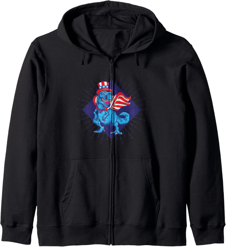 Independence Day 4th July American Red Stripes Cape T-Rex Kapuzenjacke