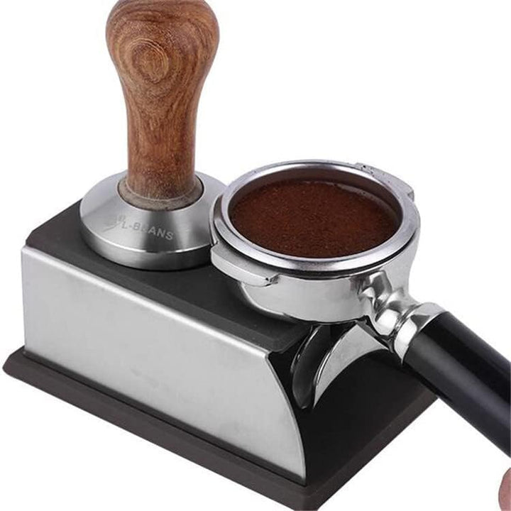 Tamperstation, Kaffee Tampfenmatte Halter Tamper Pulver Maker Stand aus Edelstahl und Silikon Tampin