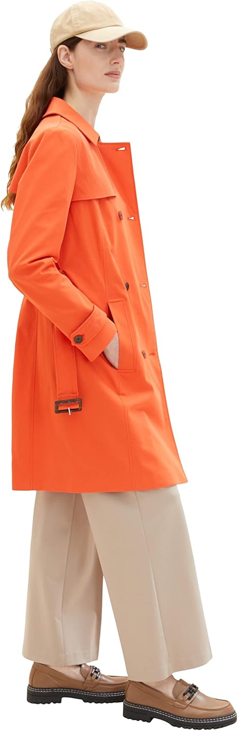 TOM TAILOR Damen Basic Trenchcoat mit Gürtel, 15612 - Fever Red